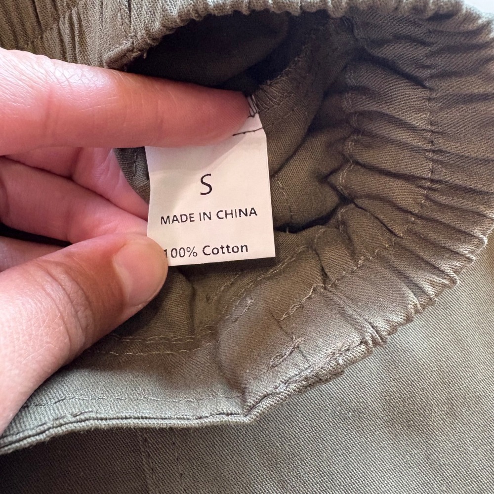 Qinsen Women's Small Olive Green High‎ Waist Wide Leg Cargo Pants Elastic NWT - Picture 10 of 10